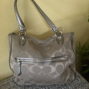 Coach Metallic Gray Shoulder Bag